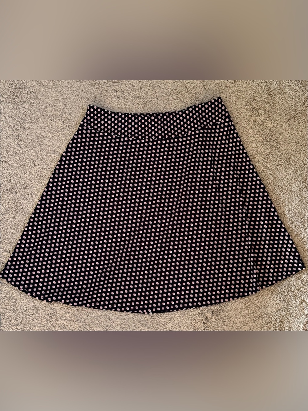 Talbots Black Skirt with Pink Dot Print